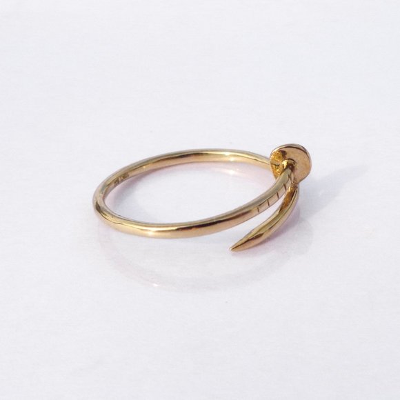 10K Gold Nail Stacking Ring Solid REAL Yellow Gold Screw Ring Stamped 10K - Picture 4 of 6